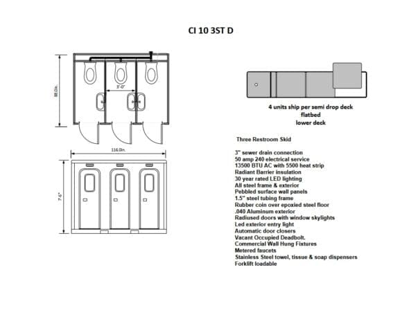 CI 12 3ST D Restroom Trailer Skid Floor Plan